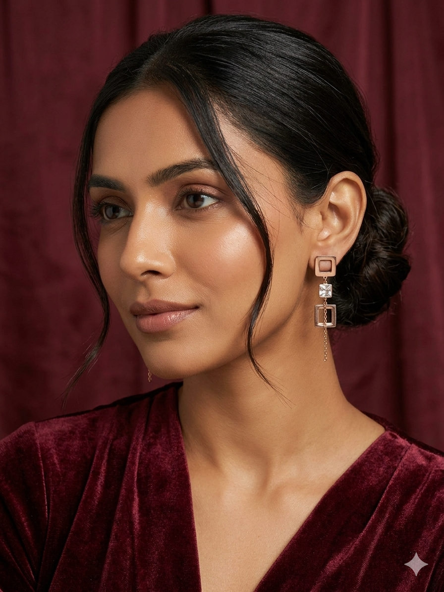 Crystal Square Link Earrings
