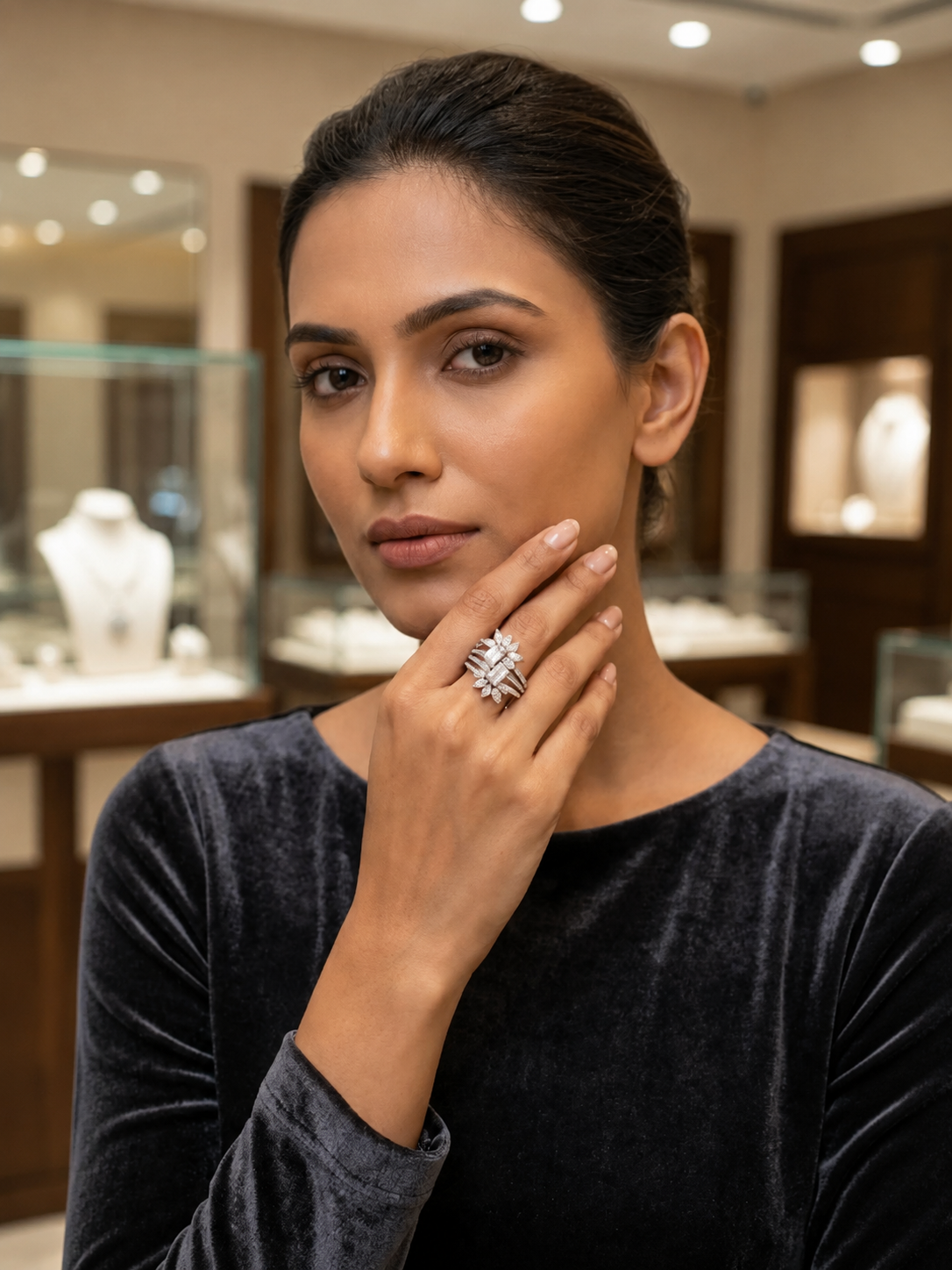 Diamond Cluster Bridal Set