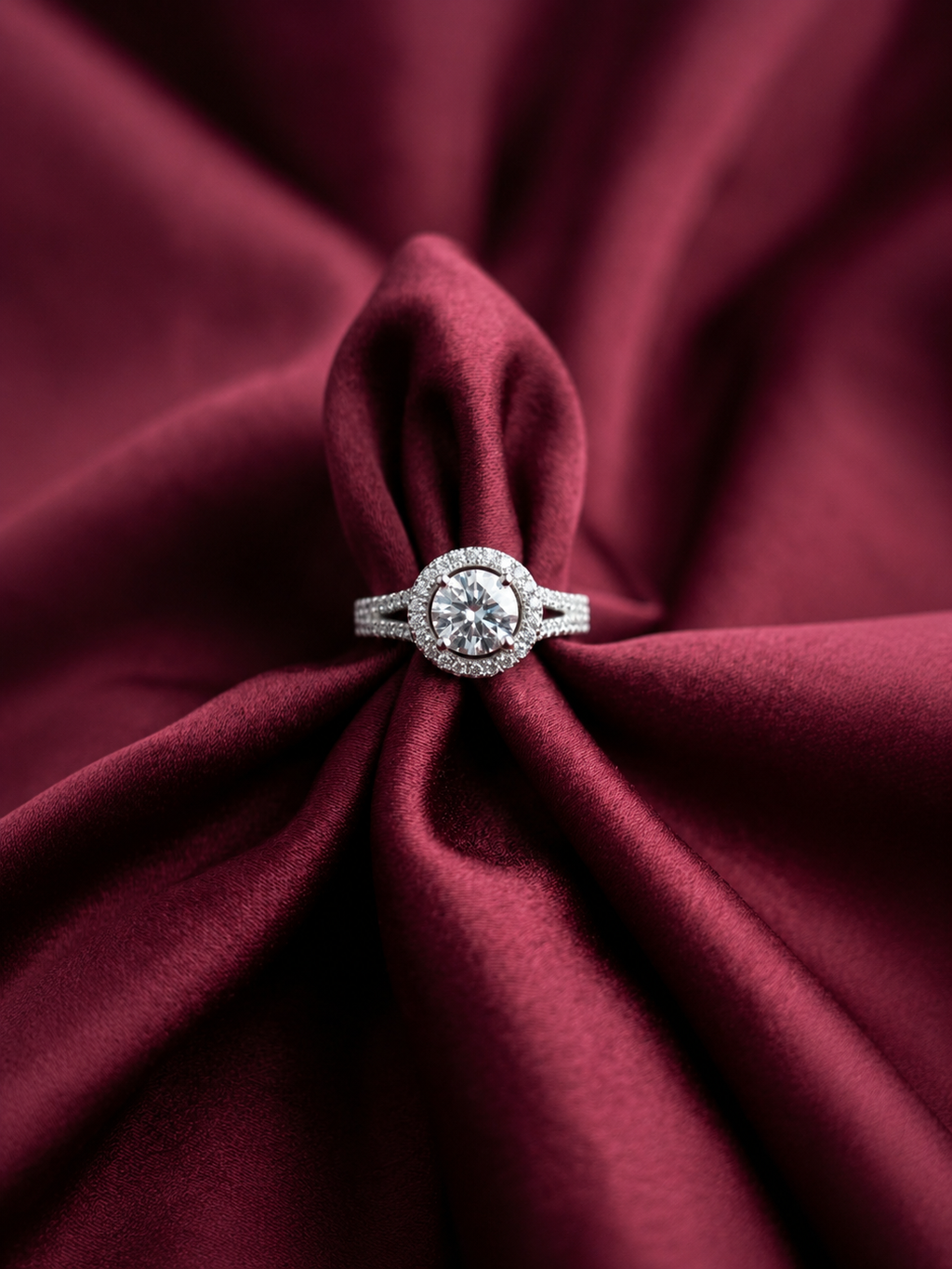Double Halo Silver Ring