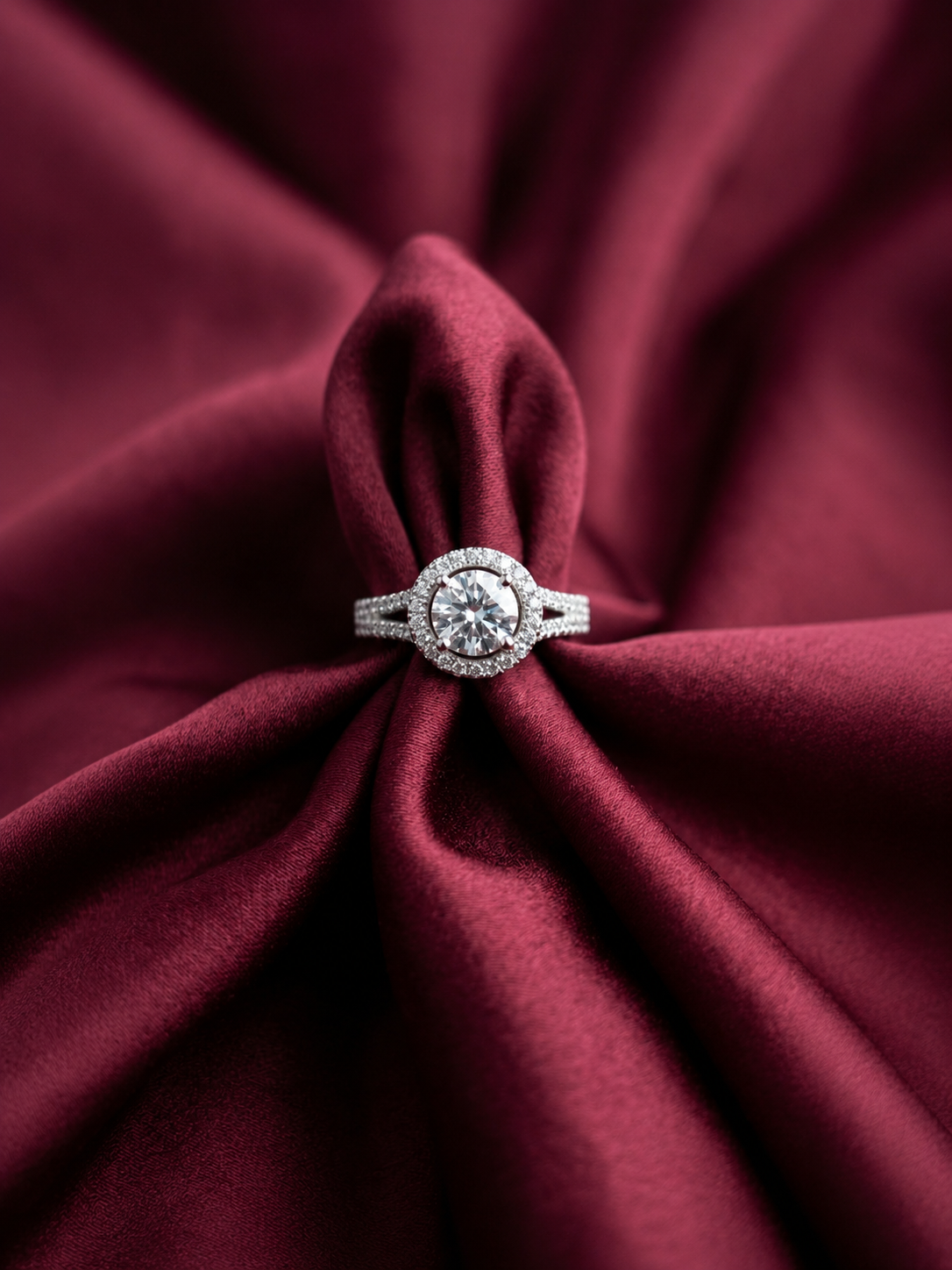 Double Halo Silver Ring