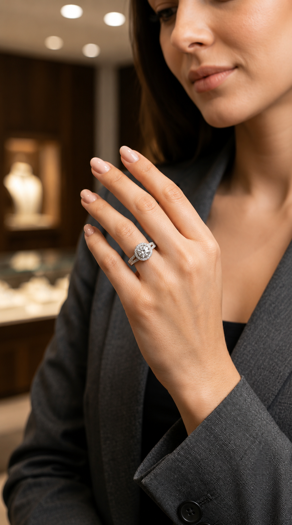 Double Halo Silver Ring