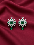 Emerald Leaf Stone Stud Earring
