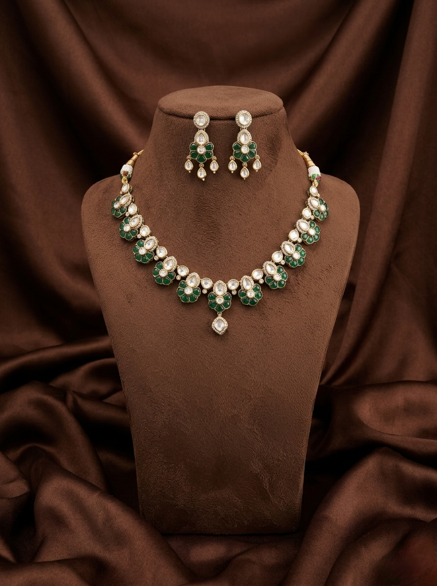 Floral Drop Kundan Set