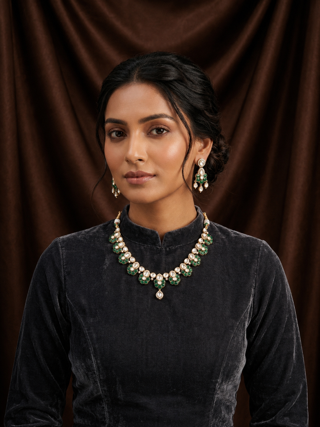 Floral Drop Kundan Set