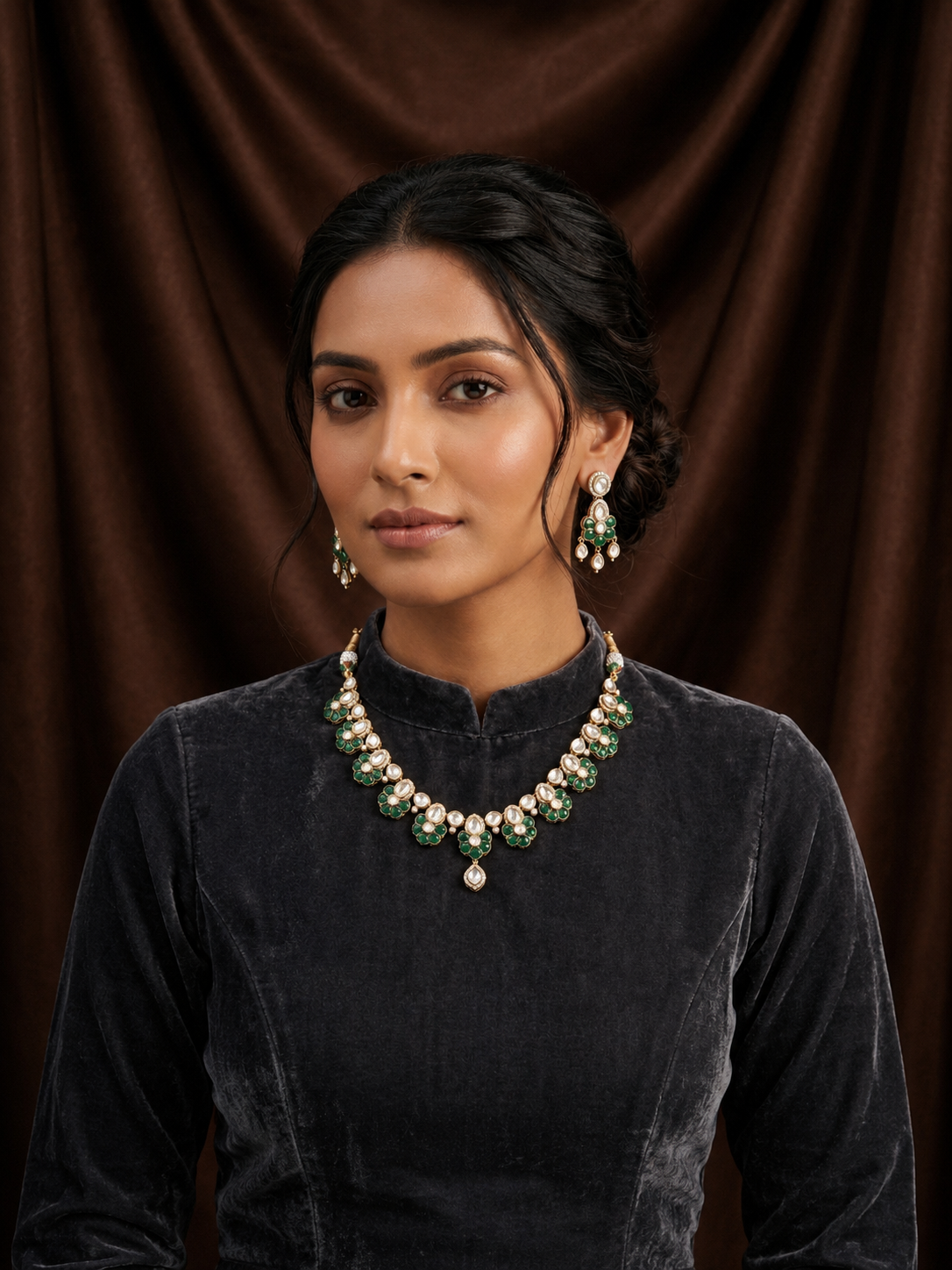 Floral Drop Kundan Set