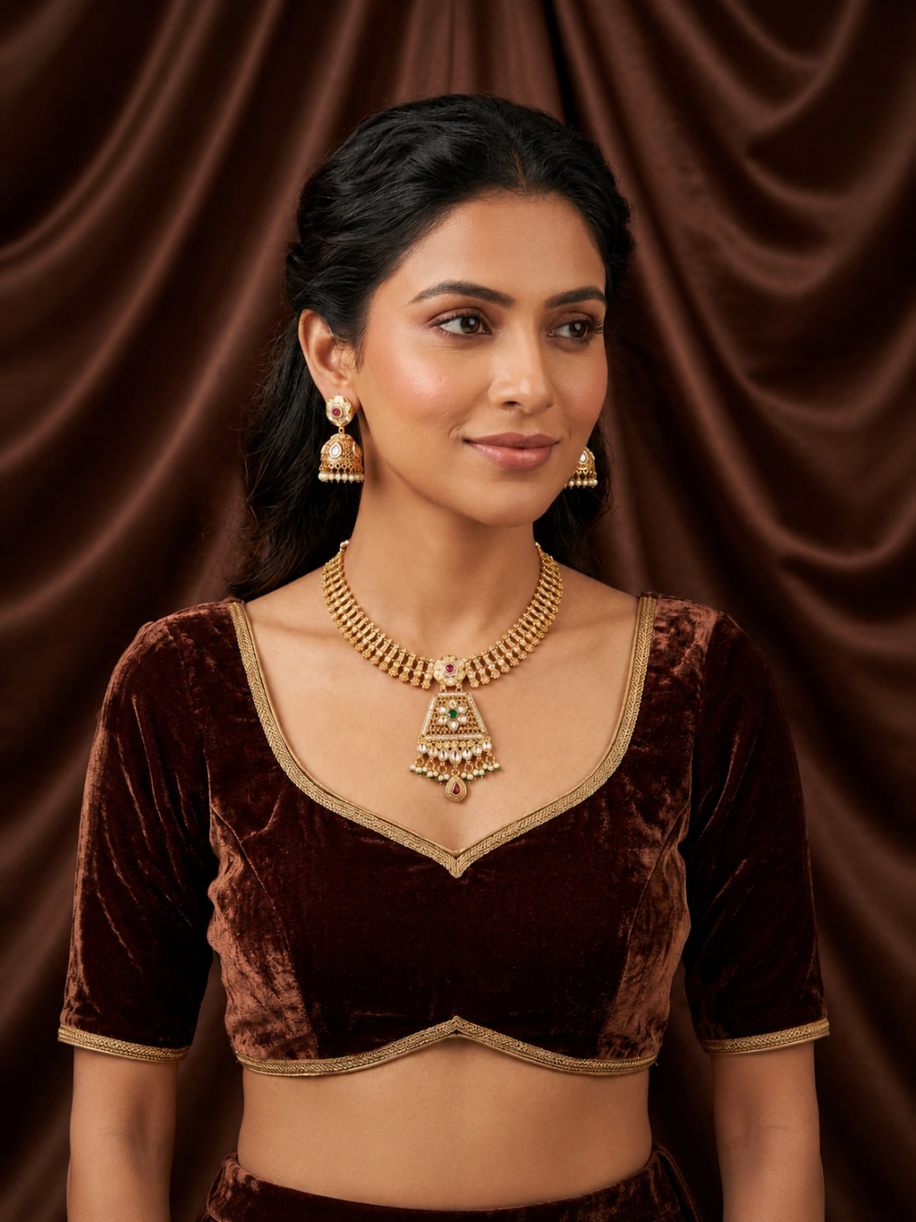 floral leaf necklace set