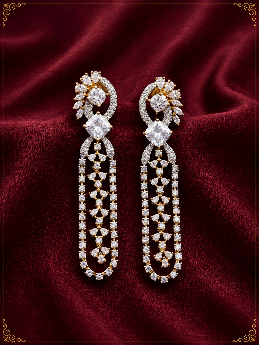 AD Golden Crystal Glow Earrings