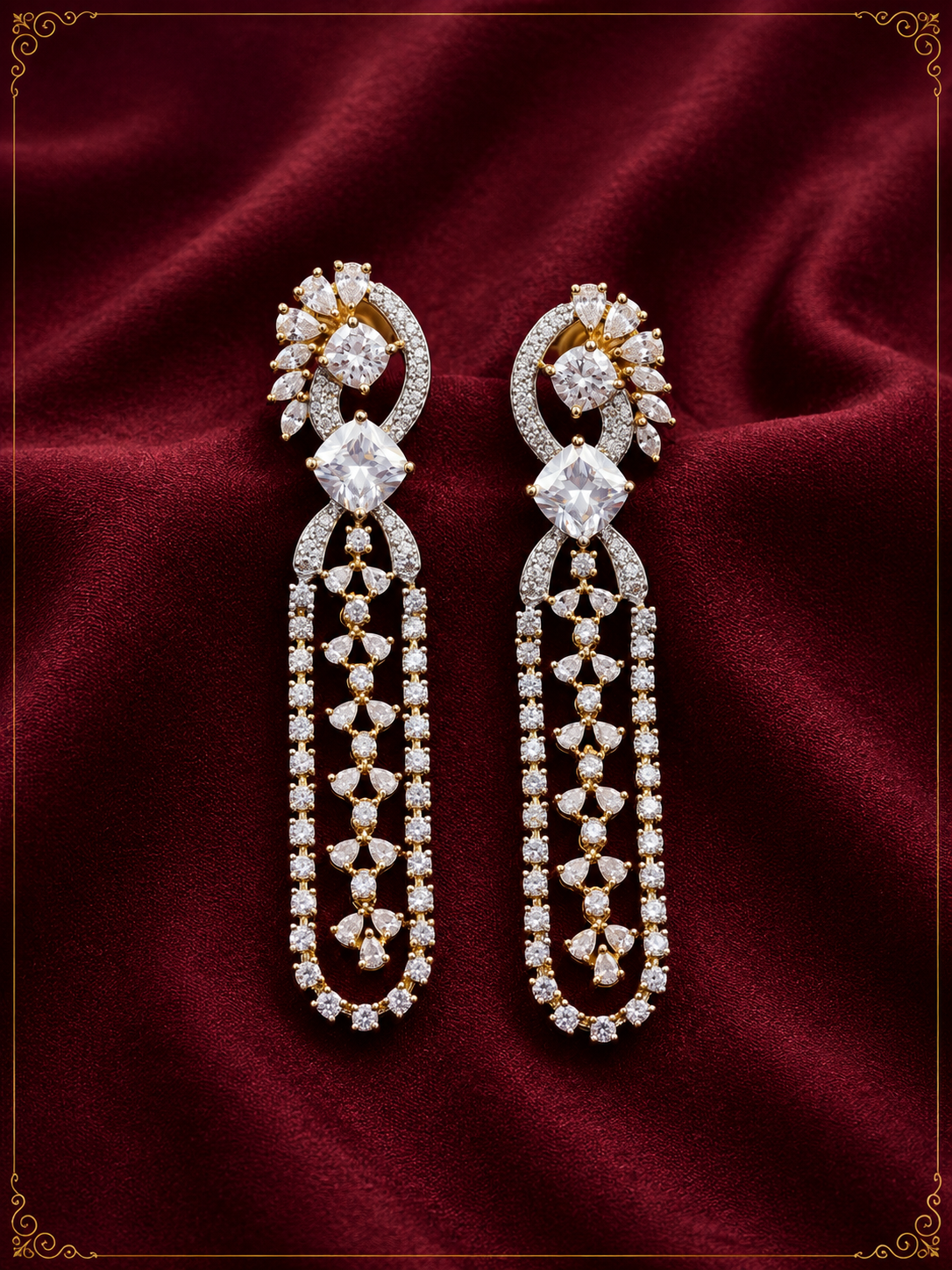 AD Golden Crystal Glow Earrings