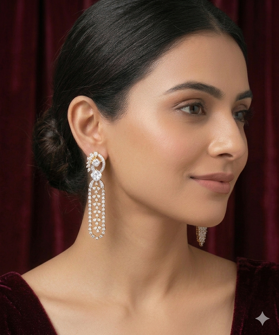 AD Golden Crystal Glow Earrings