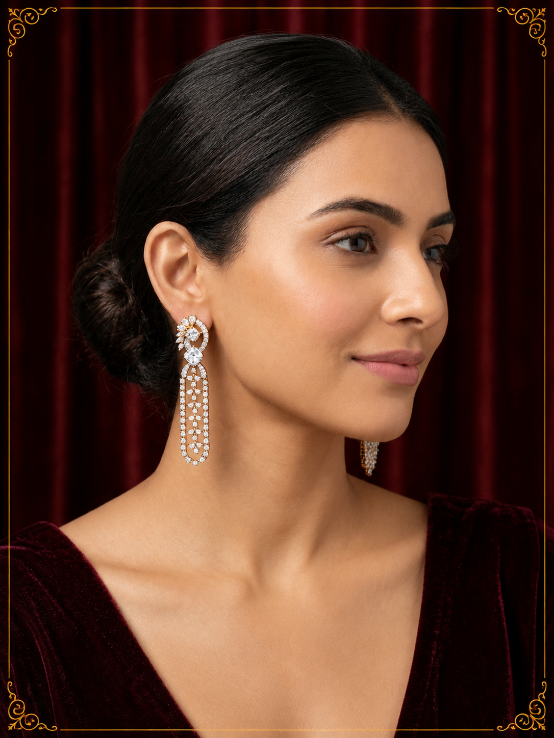AD Golden Crystal Glow Earrings