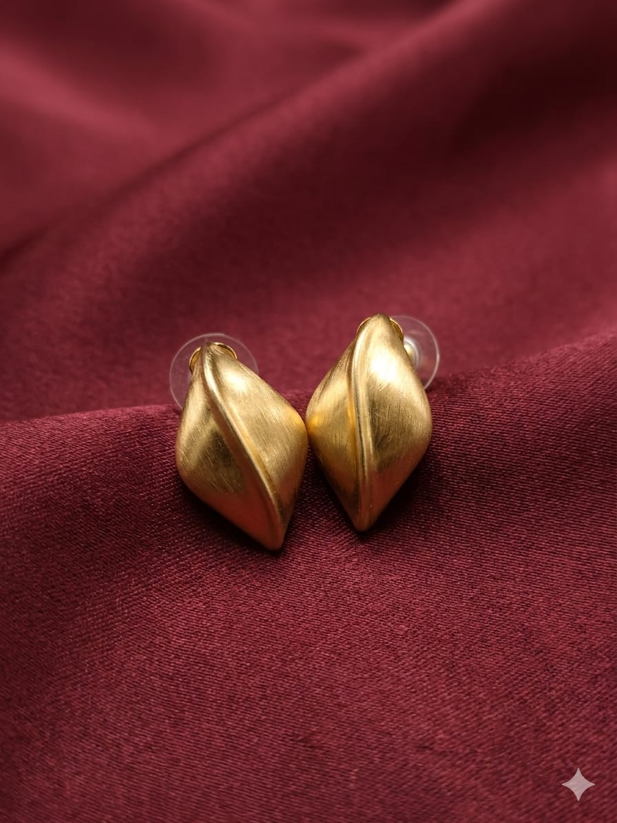 Golden Navette Studs