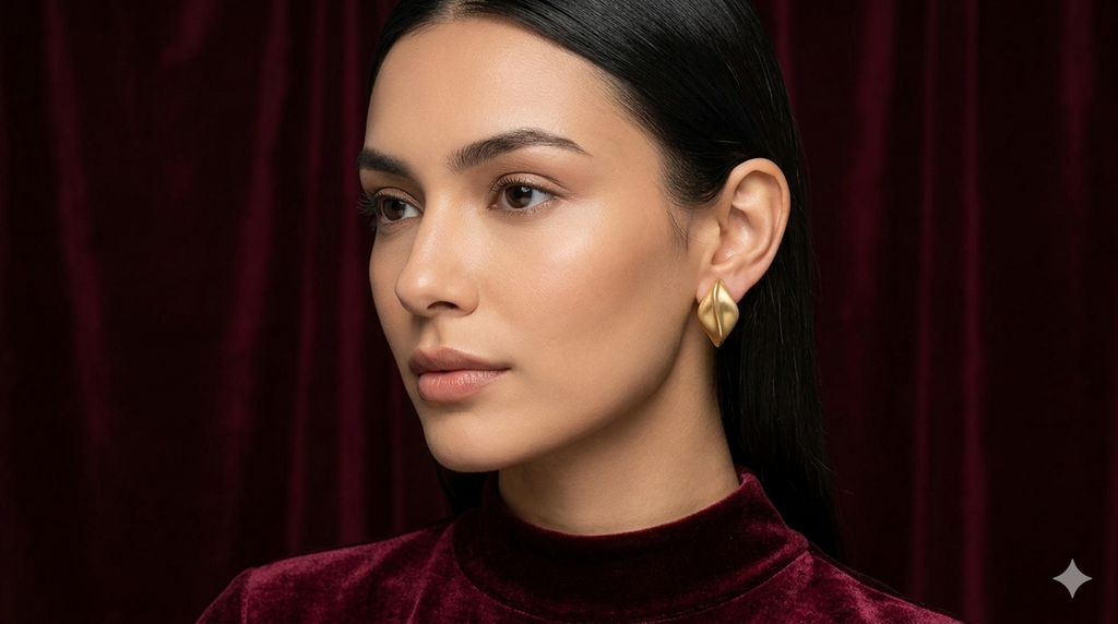 Golden Navette Studs