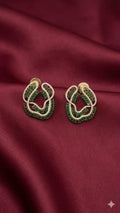 Green Oval Swirl CZ Stud