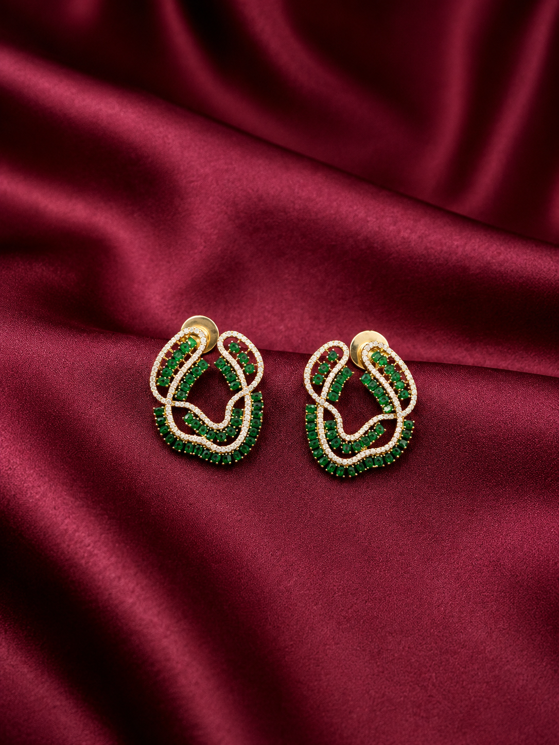Green Oval Swirl CZ Stud