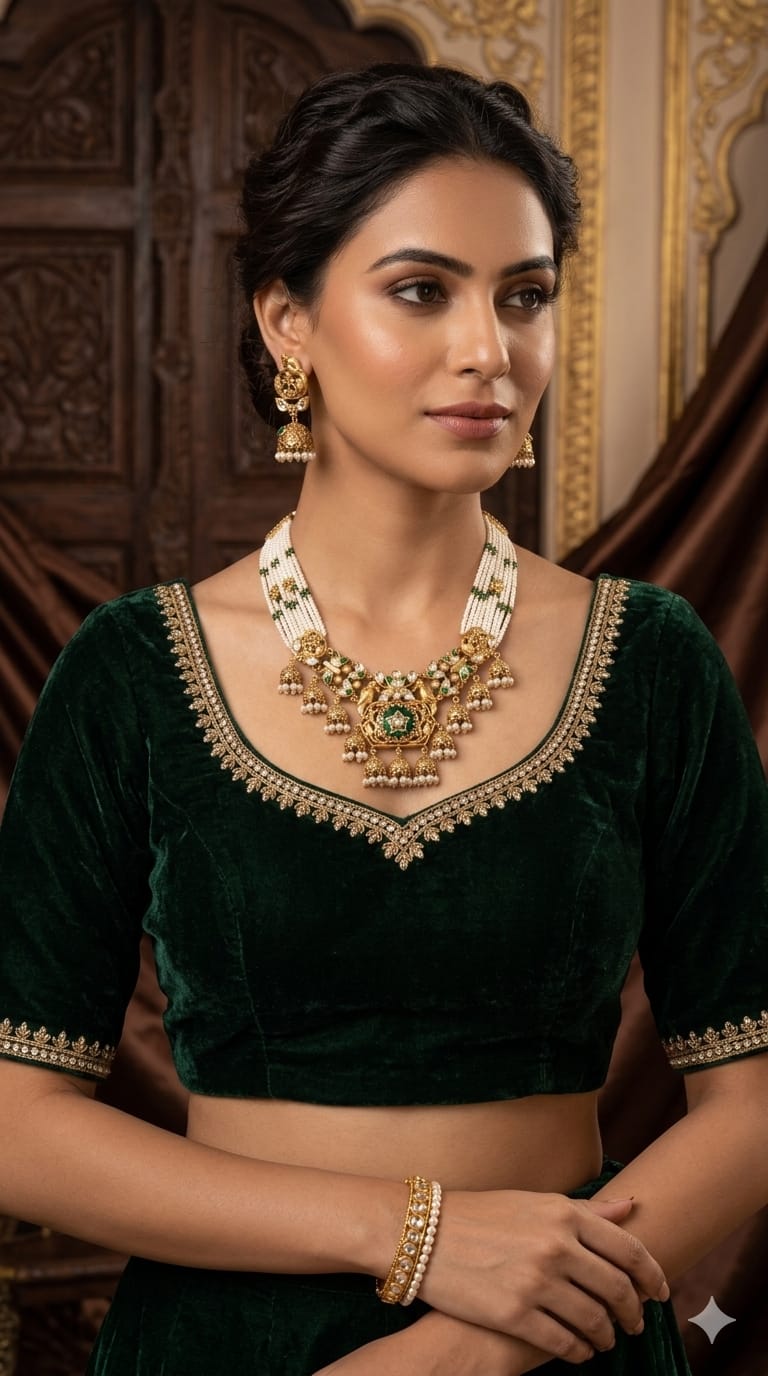 green pearl heritage necklace set