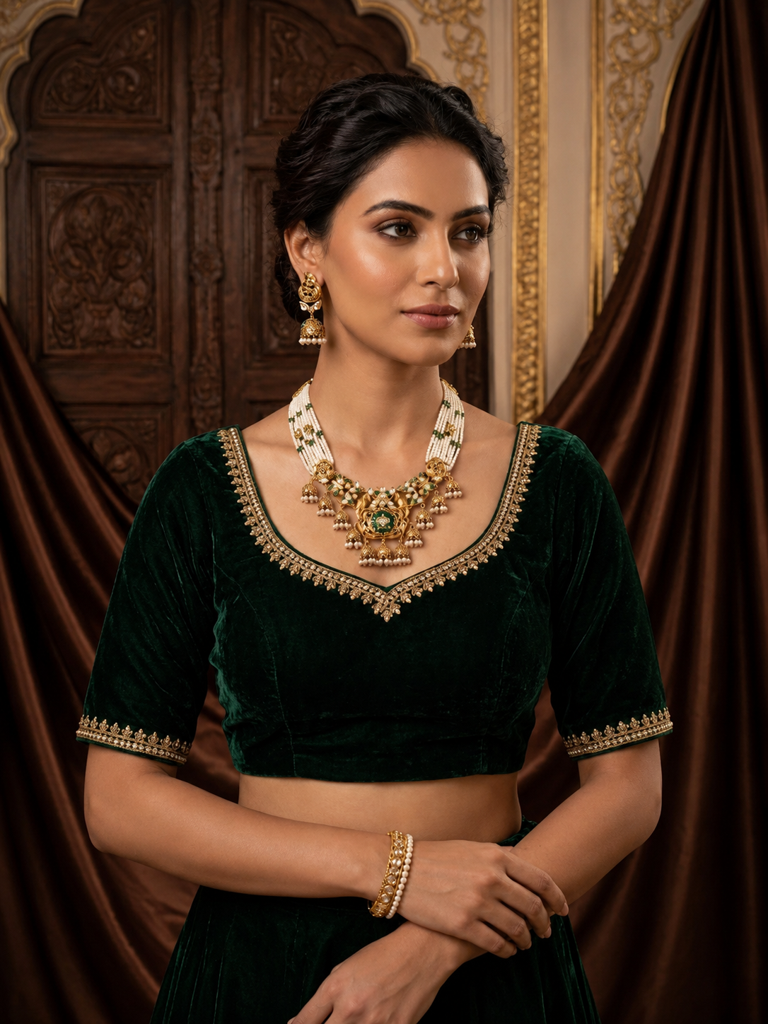 green pearl heritage necklace set