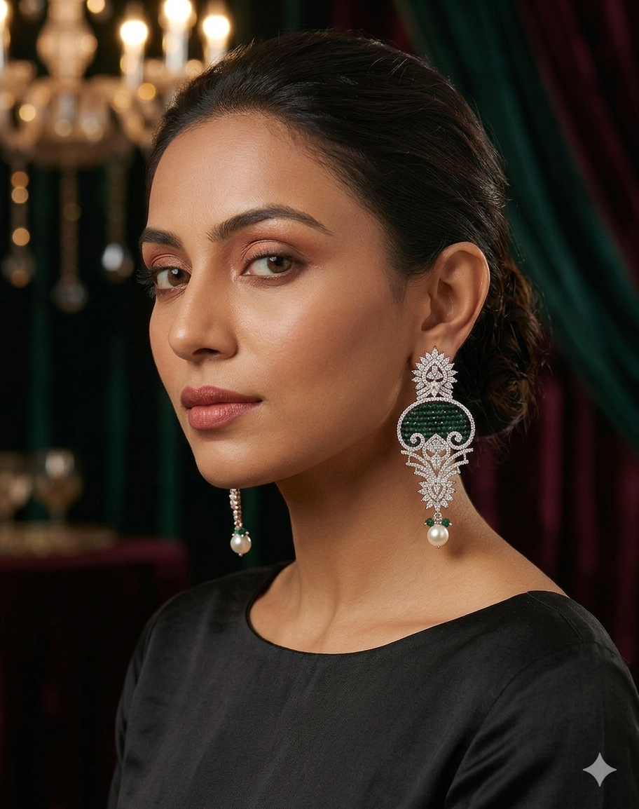 AD Green Zircon Sparkle Earrings