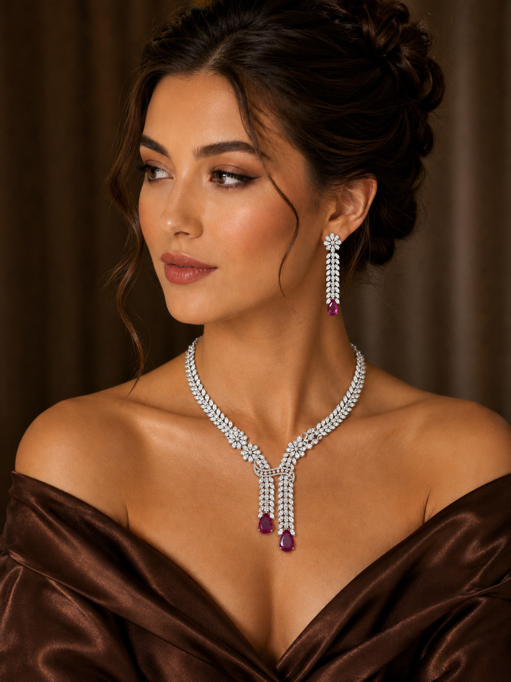 iksava ruby AD necklace set