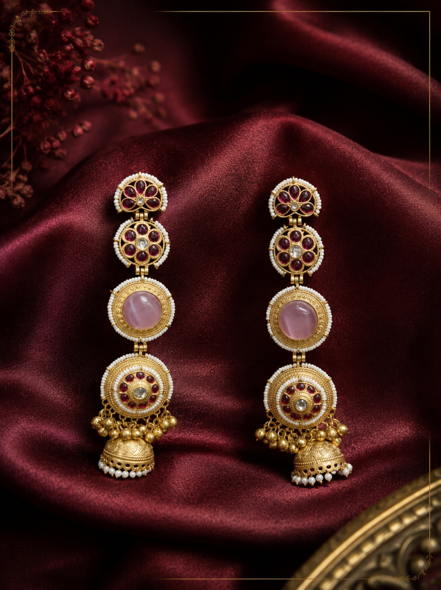 Kashmiri Pink Delight Long Earrings