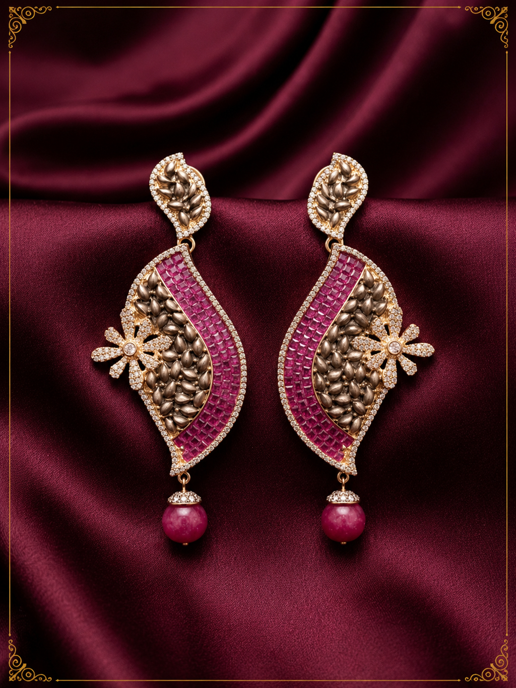 AD Magenta Pop Stud Earrings