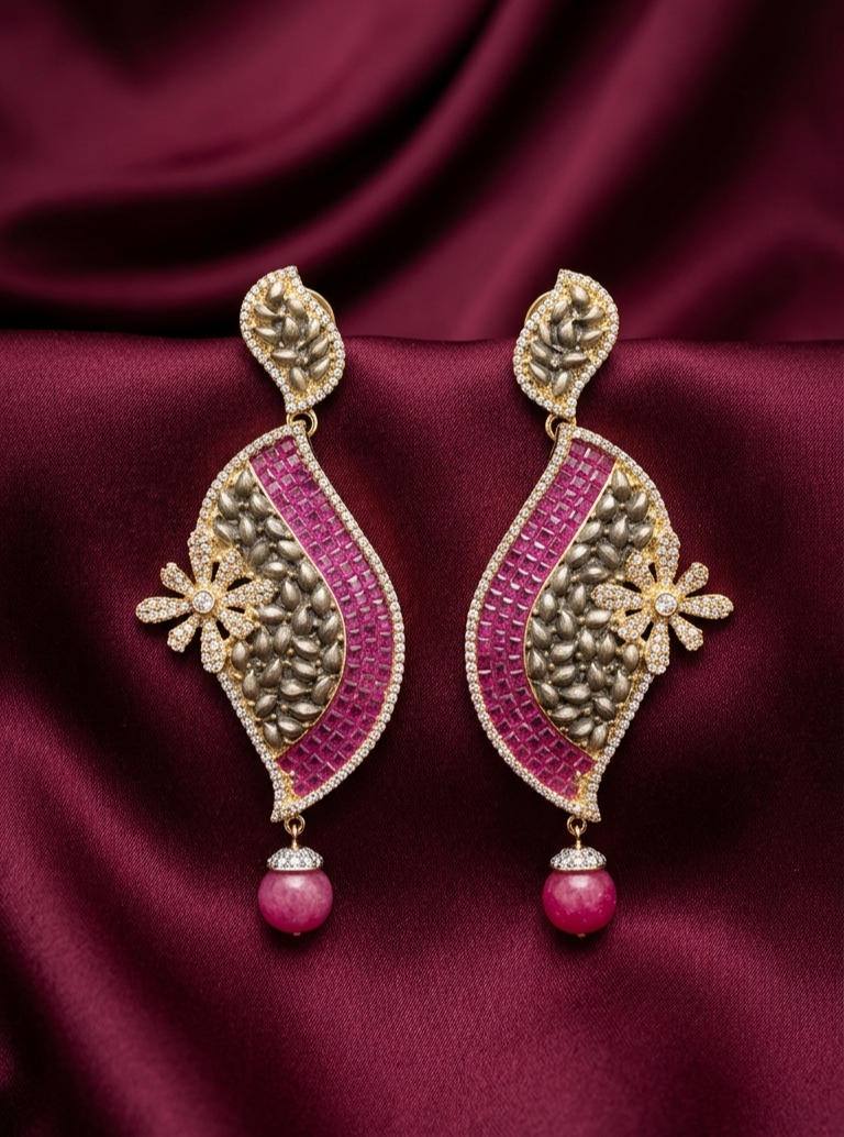 AD Magenta Pop Stud Earrings