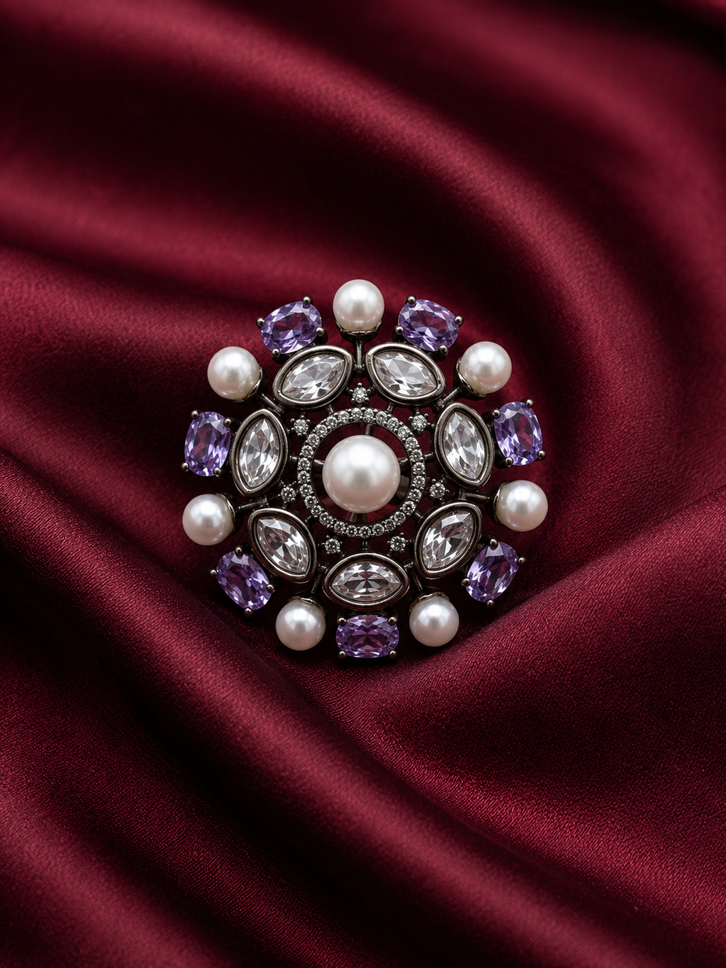 Midnight Blosoom Floral Ring