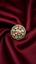 Mint Green Kundan Floral Ring