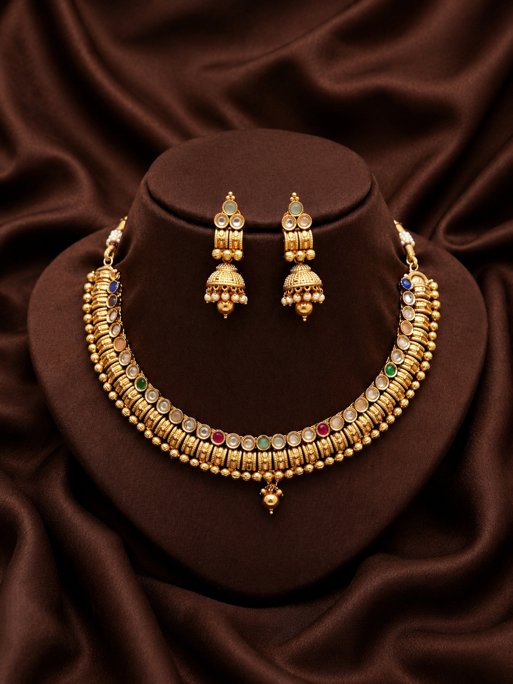 multicolor stone necklace set
