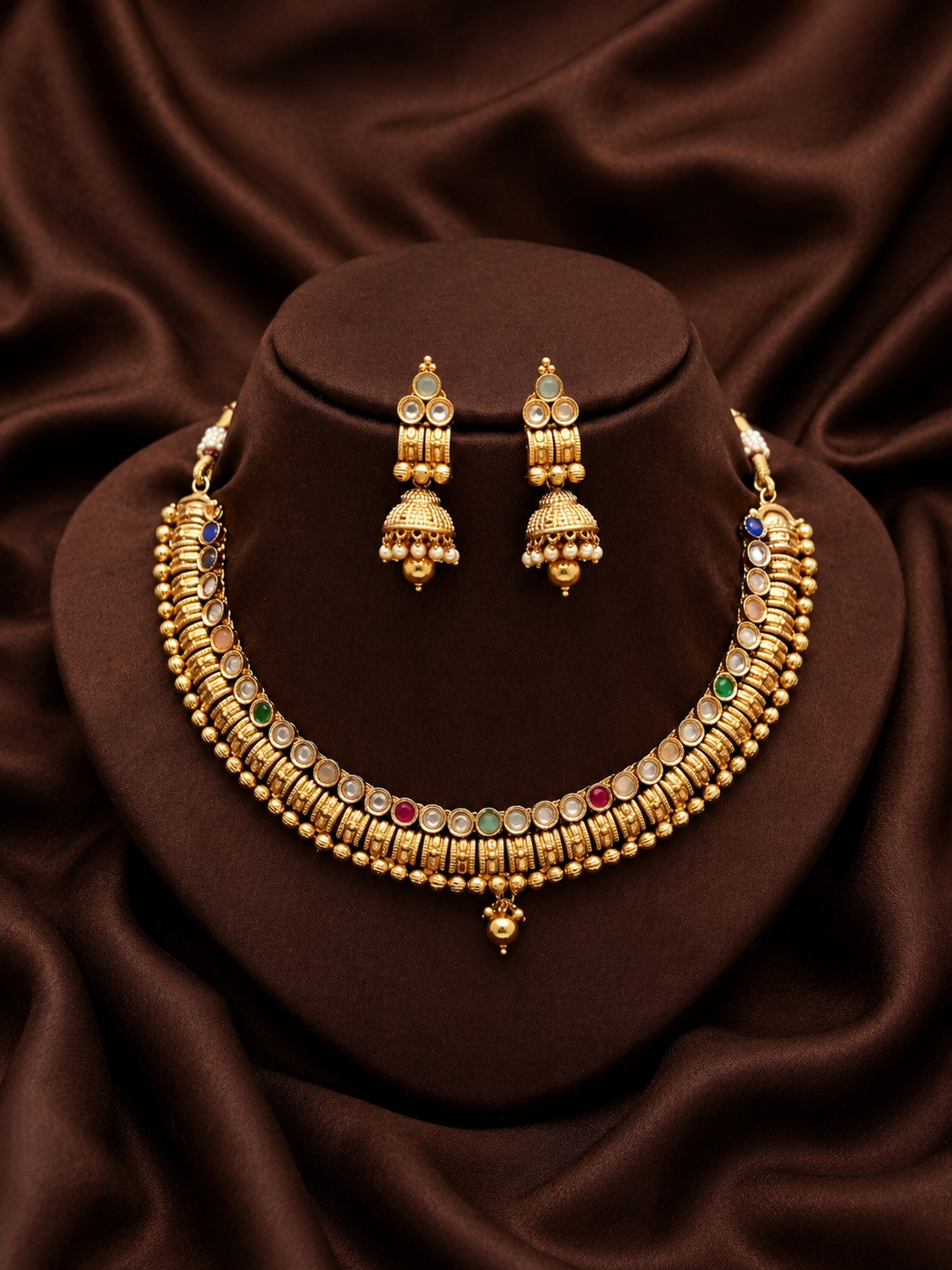 multicolor stone necklace set
