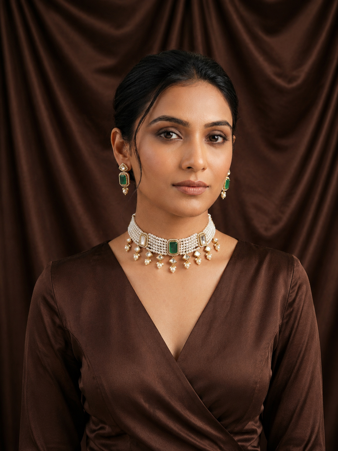 Oryza Pearl Diamond Choker