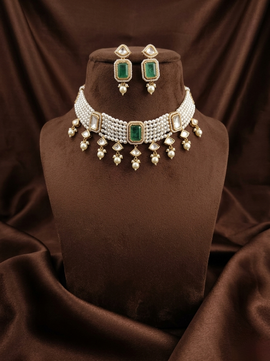 Oryza Pearl Diamond Choker