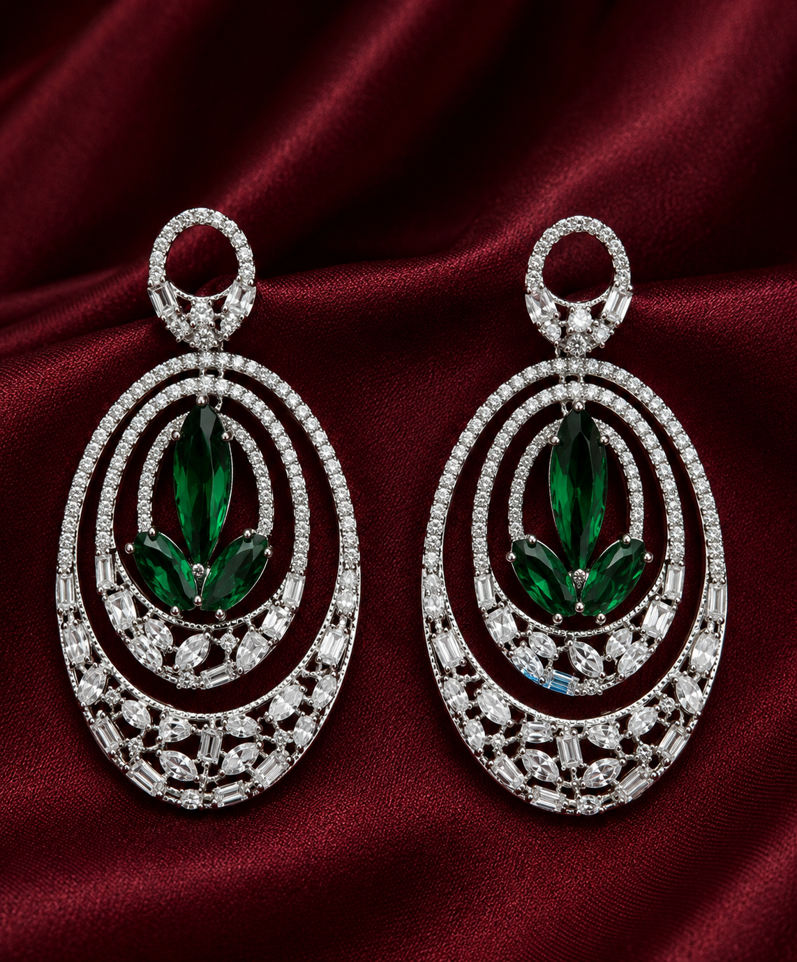 AD Oval Green Radiance Drop Earrings