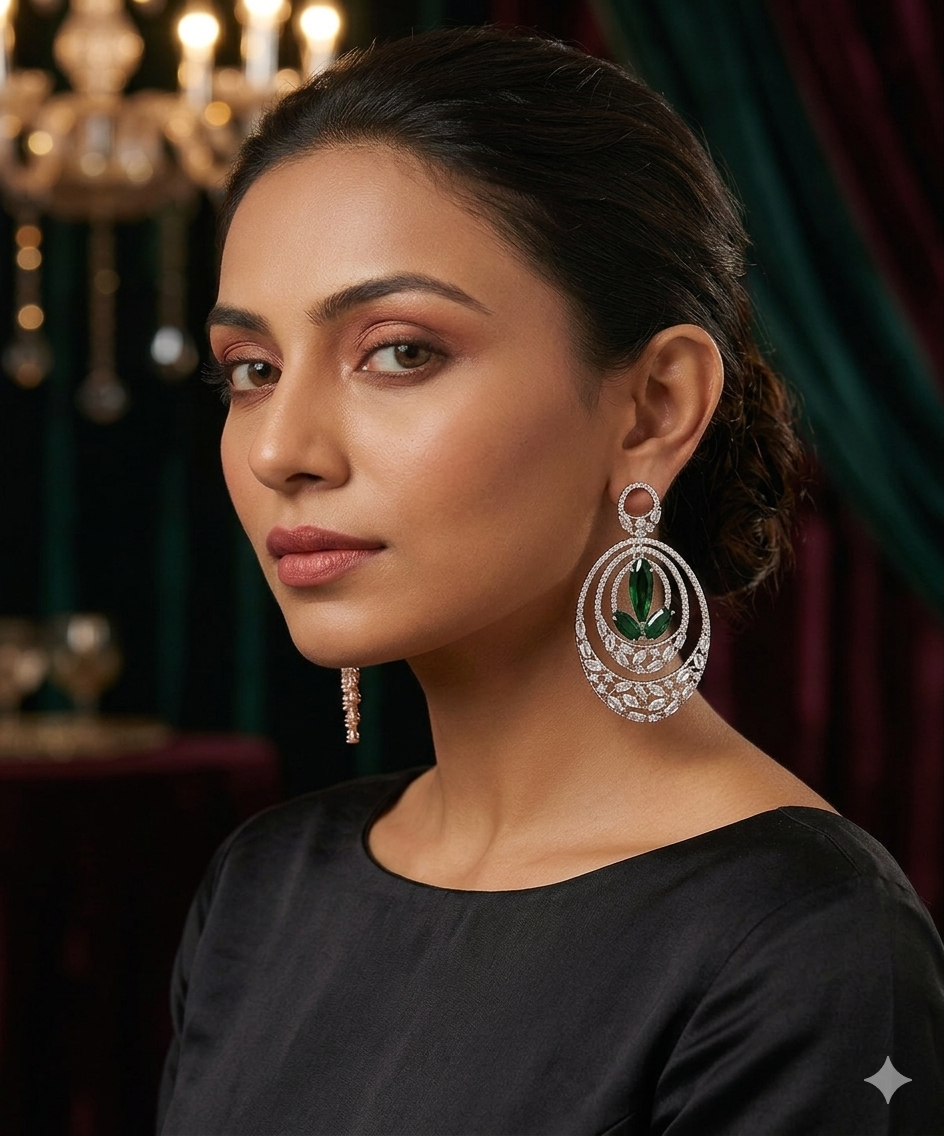 AD Oval Green Radiance Drop Earrings