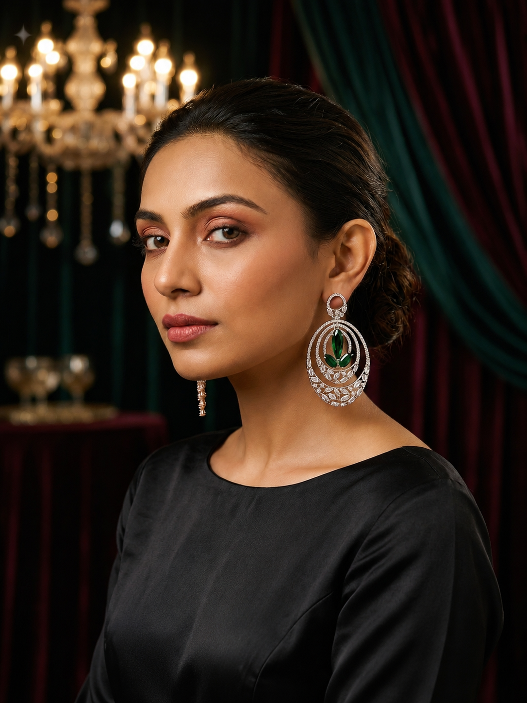 AD Oval Green Radiance Drop Earrings