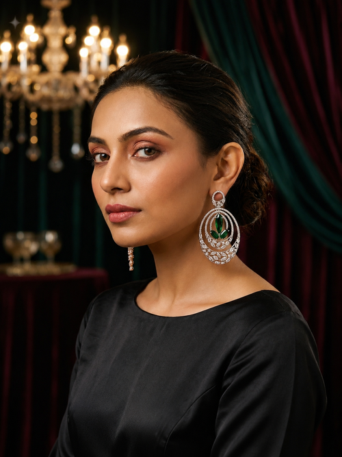 AD Oval Green Radiance Drop Earrings
