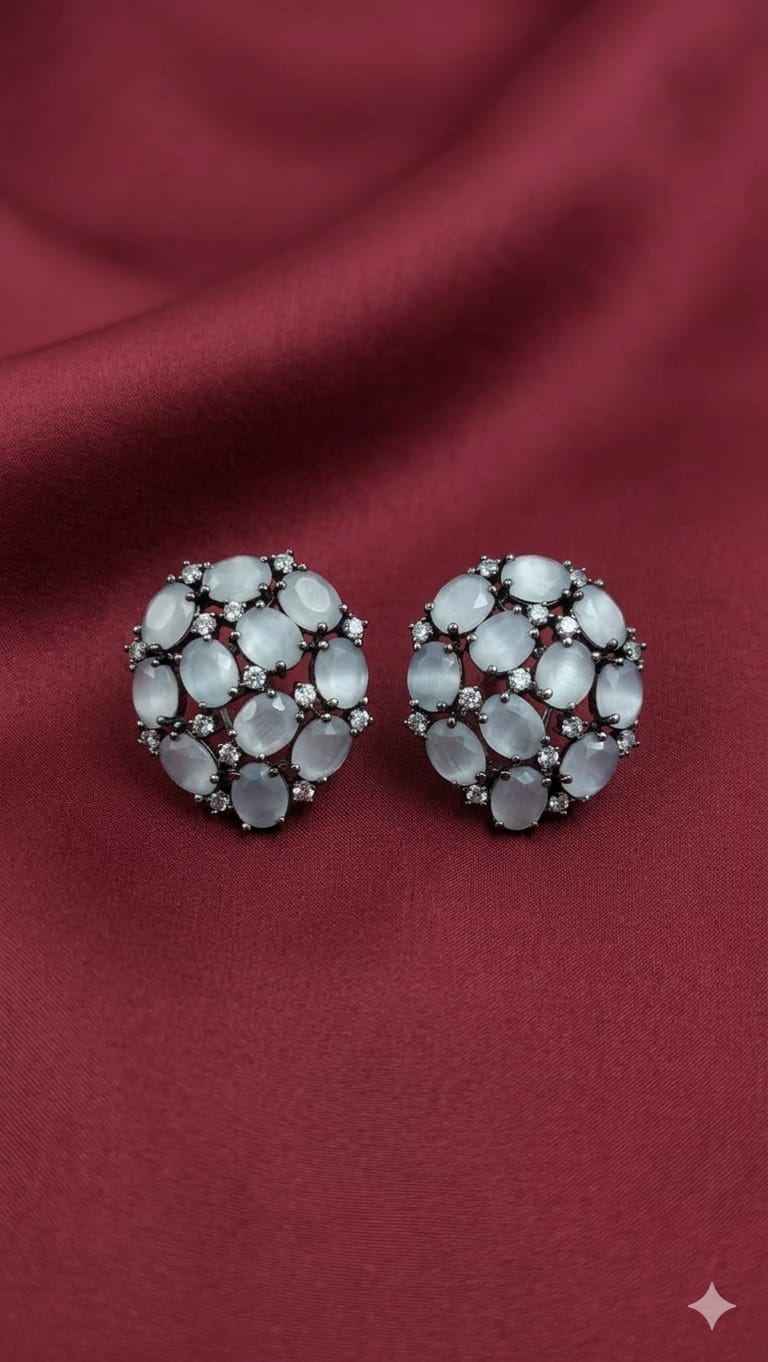 Oval Moonstone Stud