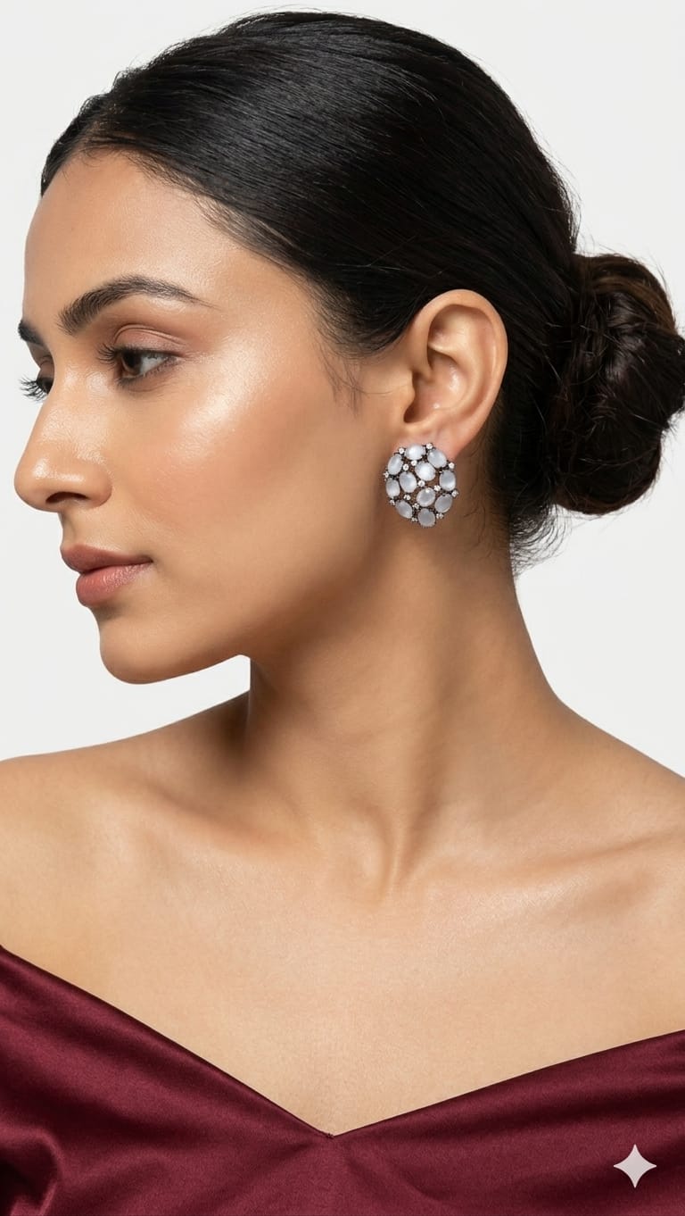 Oval Moonstone Stud