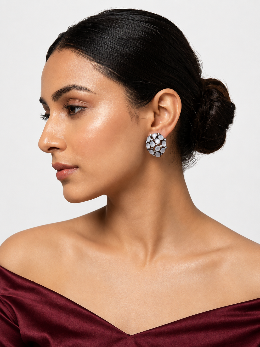 Oval Moonstone Stud