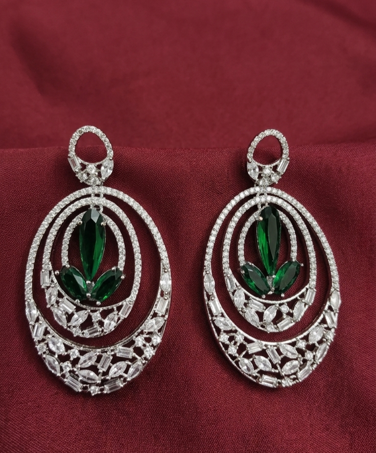 AD Oval Green Radiance Drop Earrings