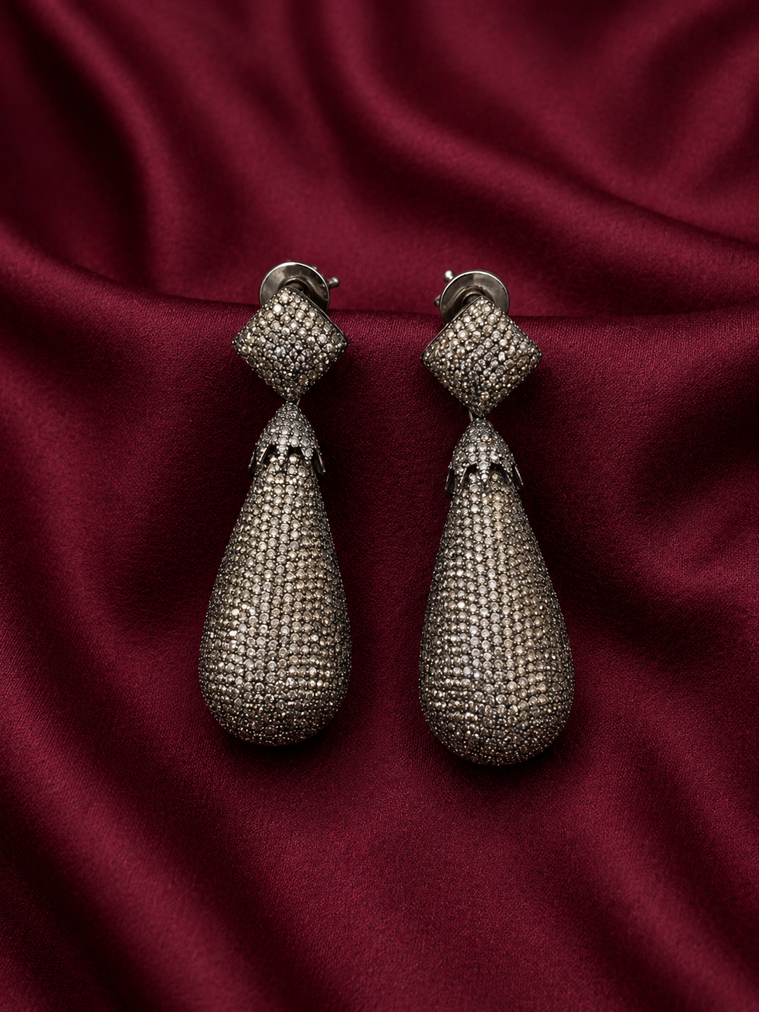 AD Oxidised Zirconia Dangle Earrings