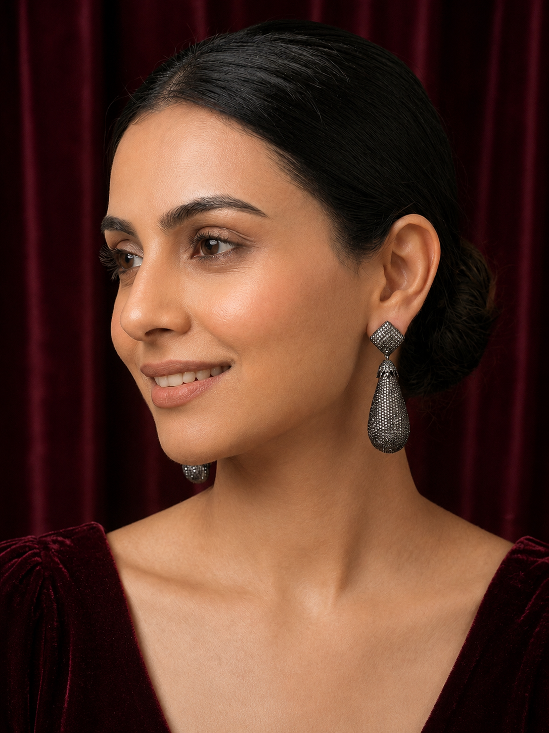 AD Oxidised Zirconia Dangle Earrings