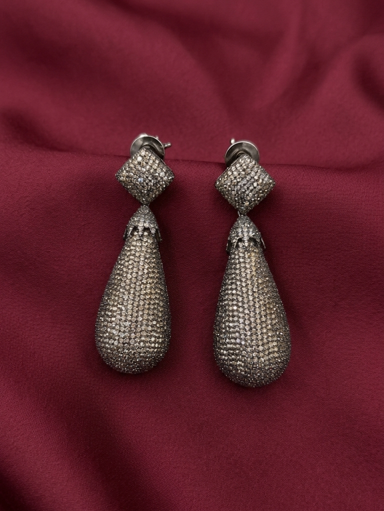 AD Oxidised Zirconia Dangle Earrings