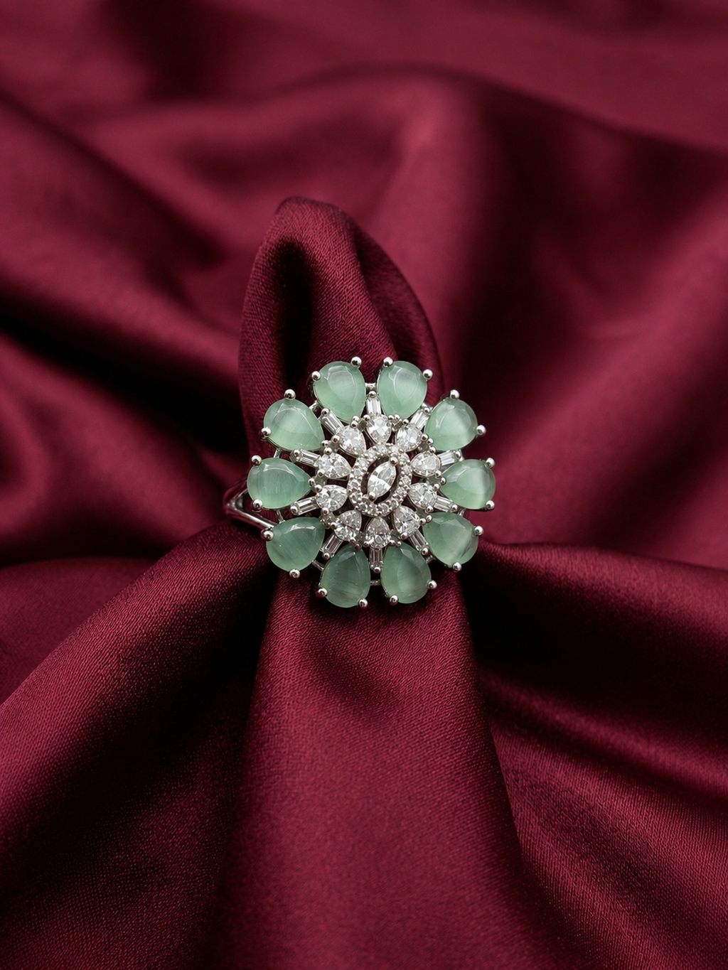 Pastel Green Floral Ring