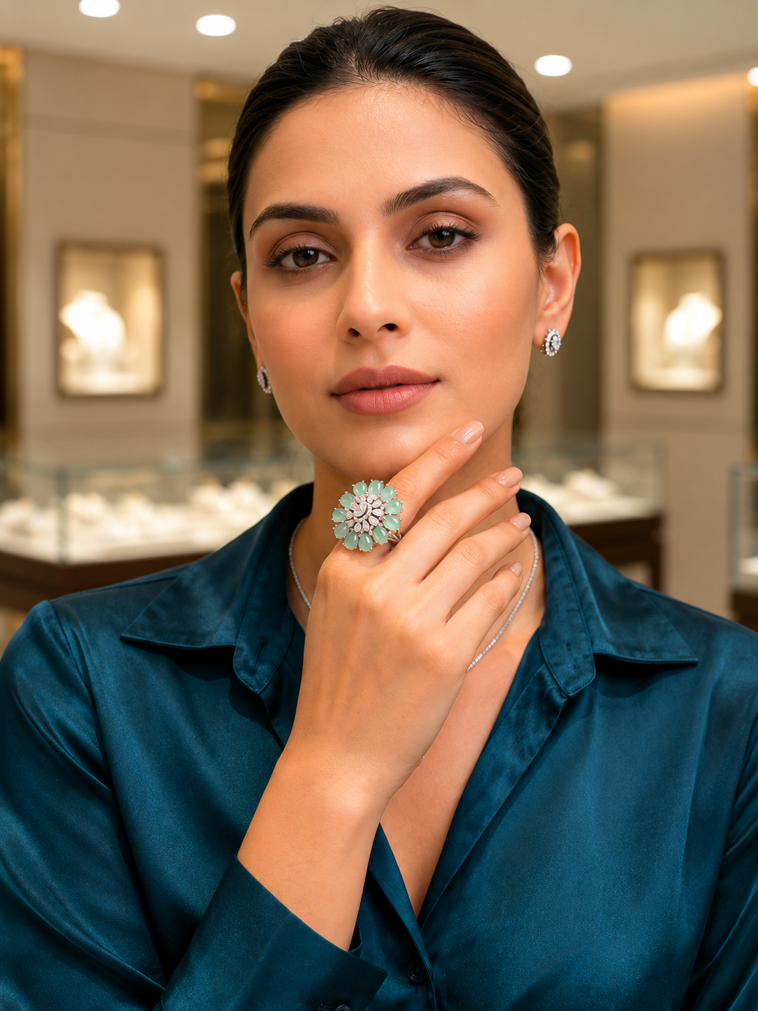 Pastel Green Floral Ring