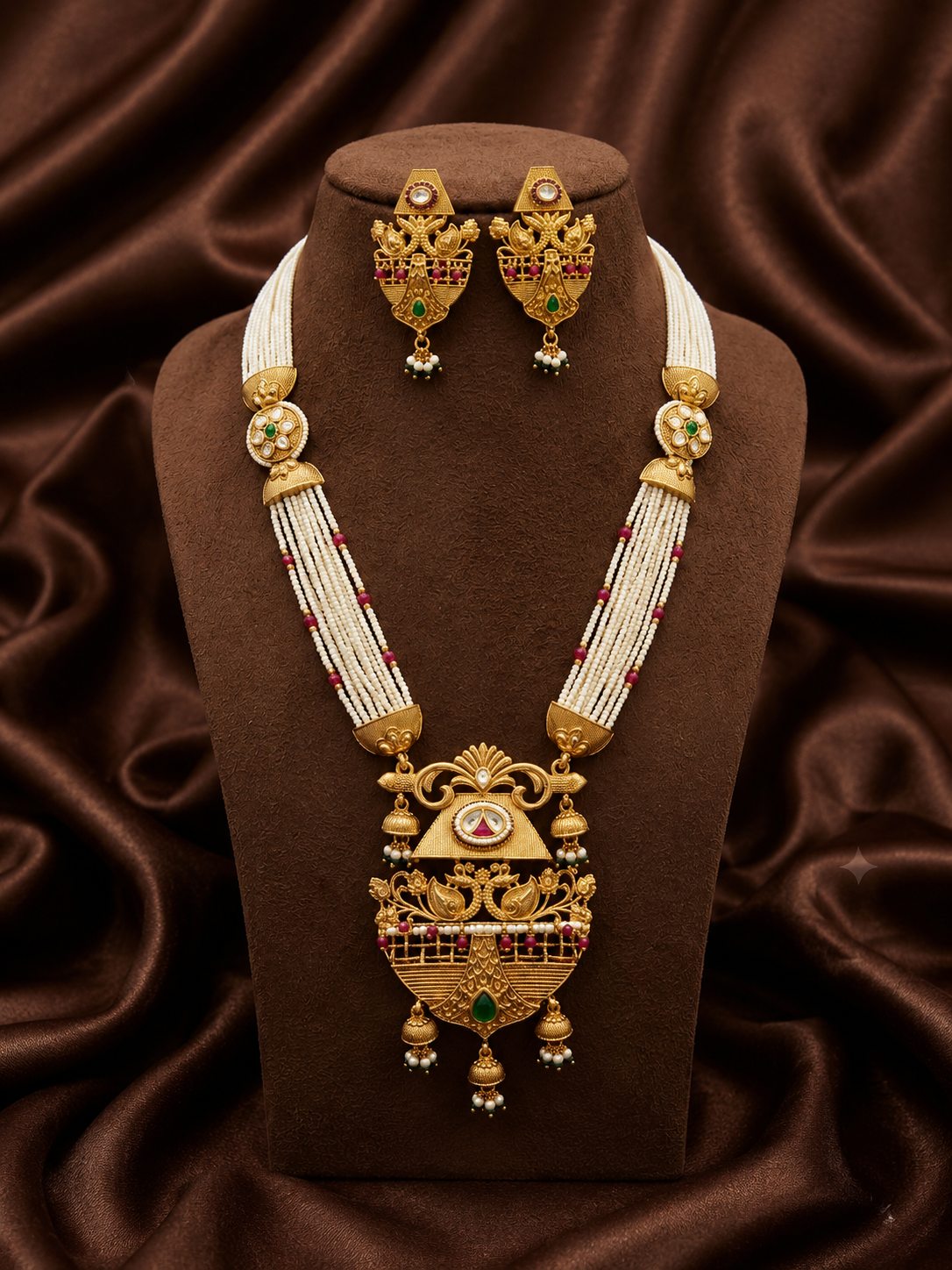 pearl rajwadi necklace set