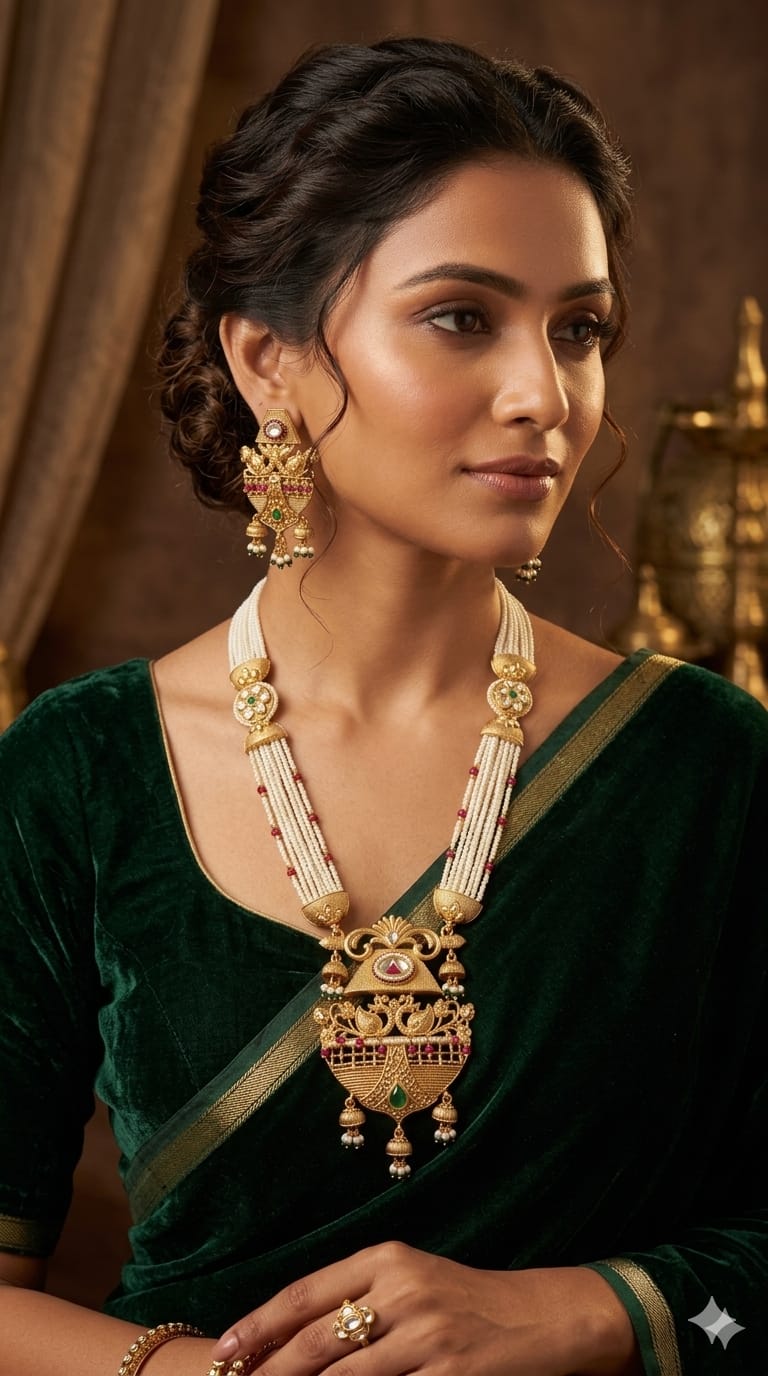 pearl rajwadi necklace set