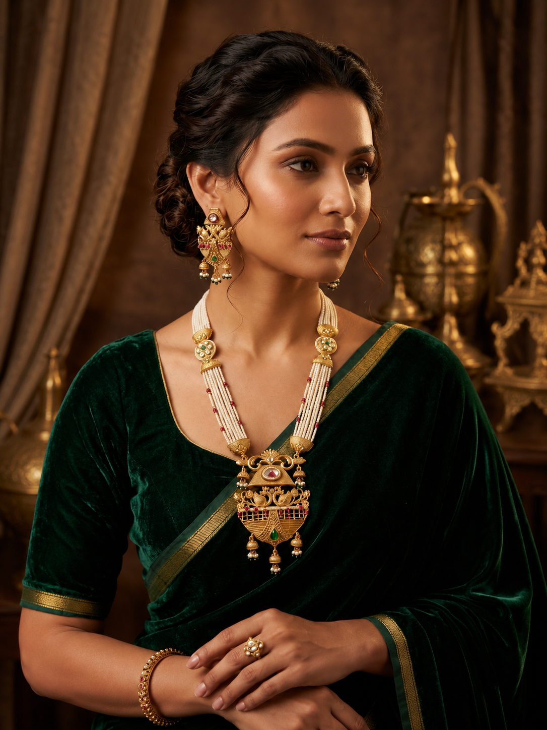 pearl rajwadi necklace set