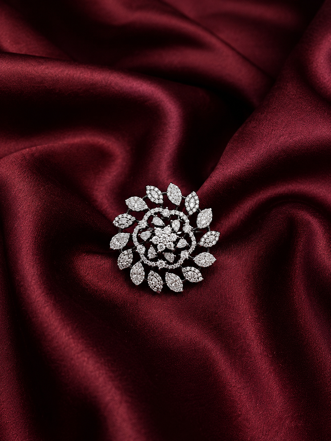 Petal Cascade Silver Ring