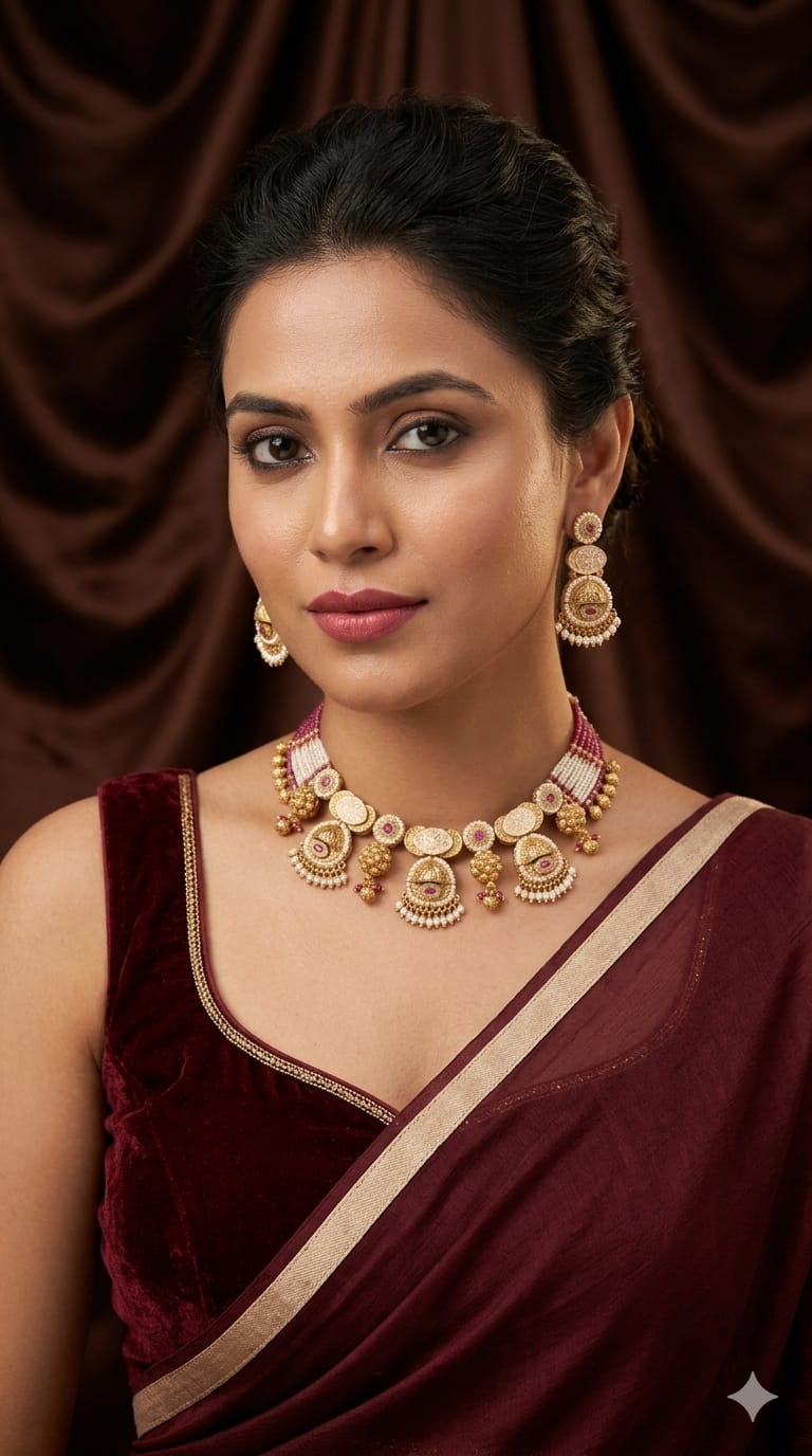 pink choker necklace set