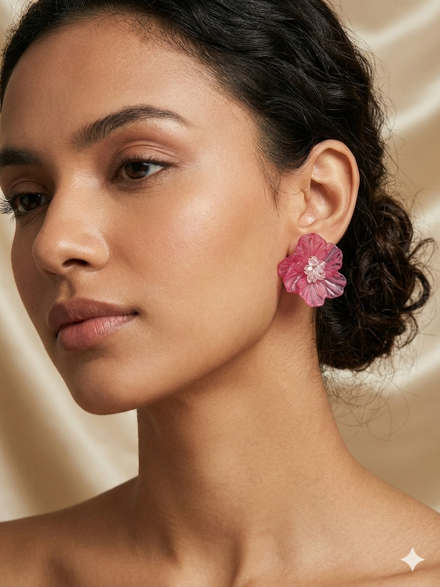 Pink Flower Stud